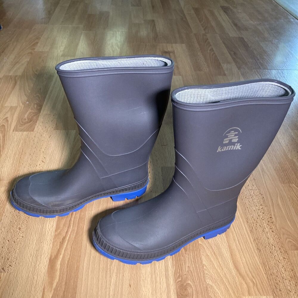 Kamik Rain Rubber Waterproof Grey Stomp Boots (Youth 5 or Women's 6) • EUC